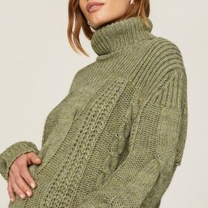 Pietro Brunelli Maternity Himalaya Wool Alpaca Knit Turtleneck Sweater S Green